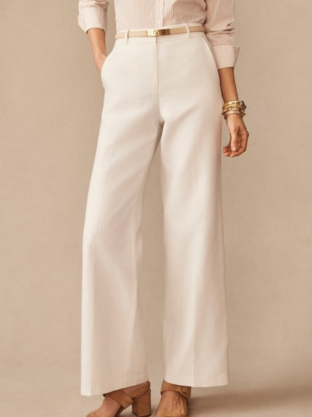 J. McLaughlin NWT Blythe Linen Blend Pants Ivory Size 10 Wide Leg Trousers